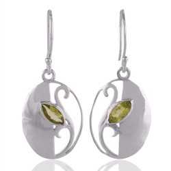 Peridot Gemstone Beautiful Design Sterling Silver Earring jewelry