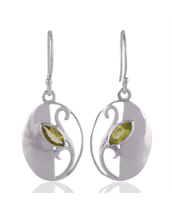 Peridot Gemstone Beautiful Design Sterling Silver Earring jewelry