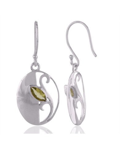 Peridot Gemstone Beautiful Design Sterling Silver Earring jewelry