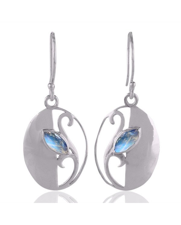 Rainbow Moonstone Gemstone Designer Sterling Silver Earring jewelry