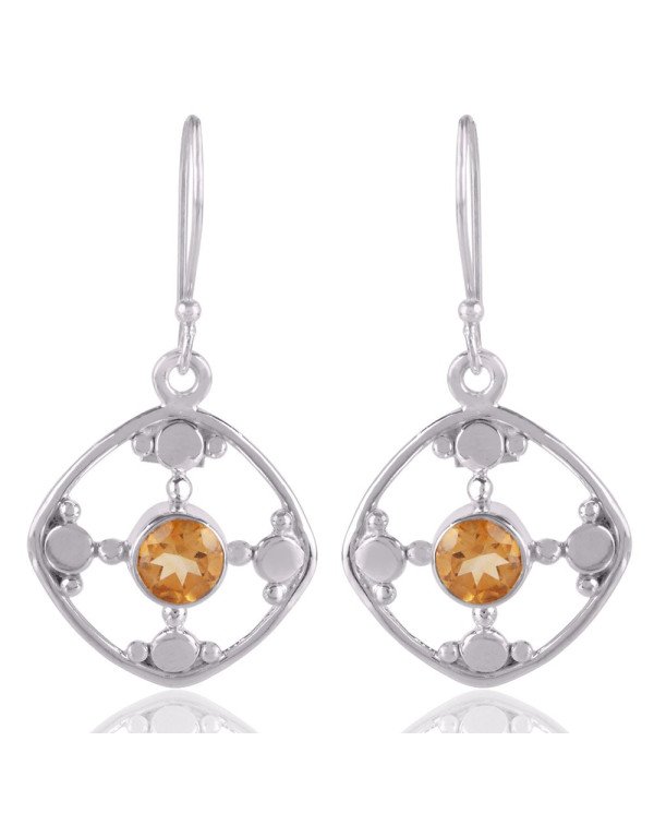 Citrine Natural Gemstone and 925 Sterling Silver Earring Jewelry