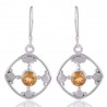 Citrine Natural Gemstone and 925 Sterling Silver Earring Jewelry