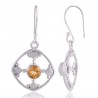 Citrine Natural Gemstone and 925 Sterling Silver Earring Jewelry