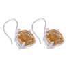 Citrine Gemstone Sterling Silver prong Set Earring Jewelry