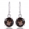 Smokey Quartz Natural Gemstone Sterling Silver Drop and Dangle Earring