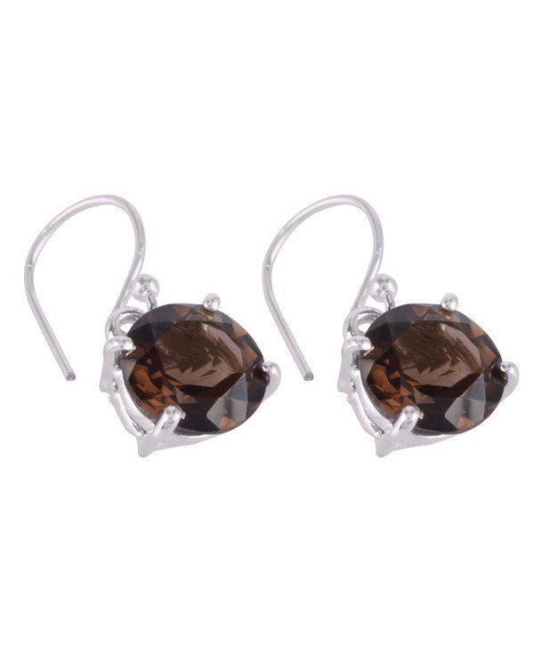 Smokey Quartz Natural Gemstone Sterling Silver Drop and Dangle Earring
