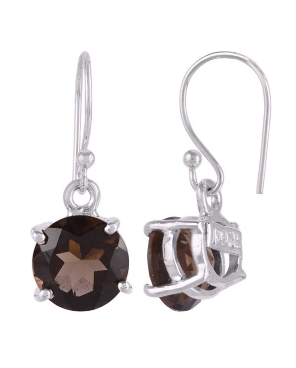 Smokey Quartz Natural Gemstone Sterling Silver Drop and Dangle Earring