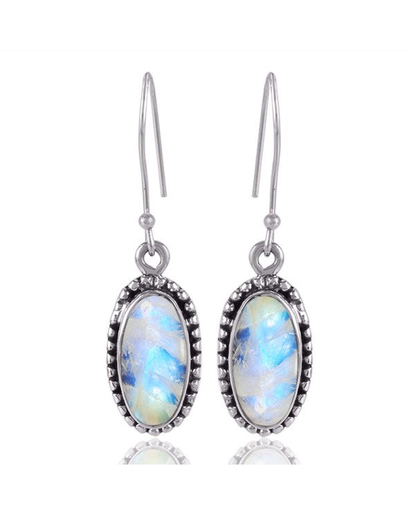 Rainbow Moonstone Gemstone Unique Handmade Sterling Silver Earring jewelry
