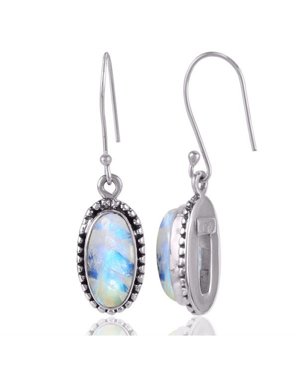 Rainbow Moonstone Gemstone Unique Handmade Sterling Silver Earring jewelry
