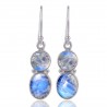 Moonstone Natural Flashy Gemstone 925 Sterling Silver Earring