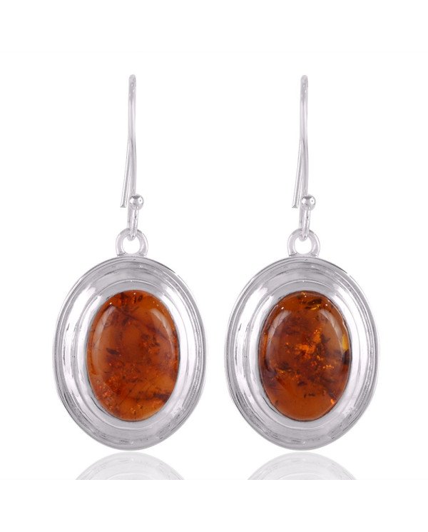Natural Baltic Amber Gemstone and 925 Sterling Silver and Gemstone Earring jewelry