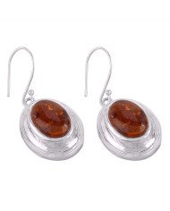 Natural Baltic Amber Gemstone and 925 Sterling Silver and Gemstone Earring jewelry