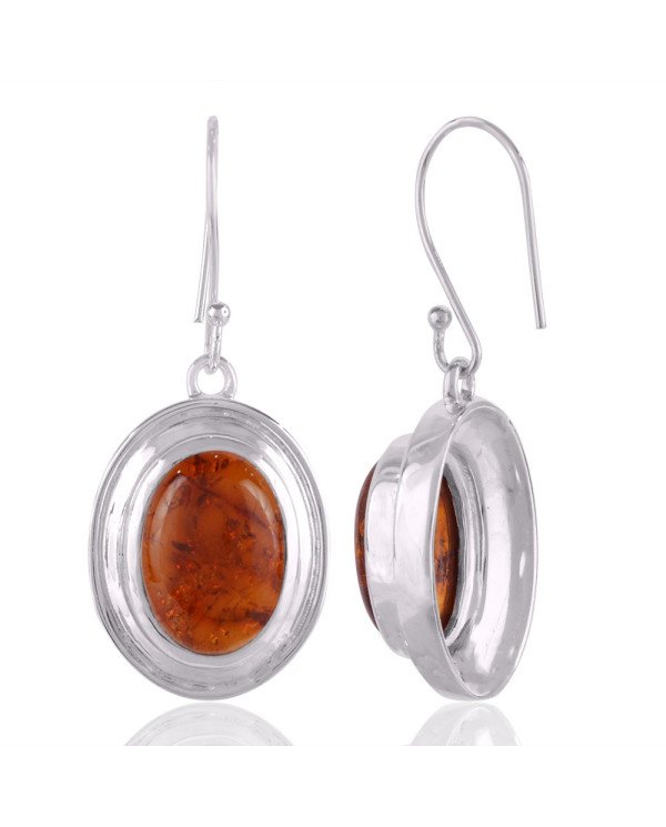 Natural Baltic Amber Gemstone and 925 Sterling Silver and Gemstone Earring jewelry