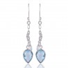 Natural Blue Topaz Briolet Checker Cut Natural Gemstone and 925 Sterling Silver Earring