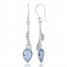 Natural Blue Topaz Briolet Checker Cut Natural Gemstone and 925 Sterling Silver Earring