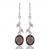 Smokey Quartz and Fresh Water Pearl Sterling Silver Dangle Drop Earring