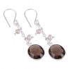 Smokey Quartz and Fresh Water Pearl Sterling Silver Dangle Drop Earring