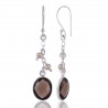 Smokey Quartz and Fresh Water Pearl Sterling Silver Dangle Drop Earring