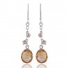 Natural Citrine and Fresh Water Pearl Sterling Silver Dangle Drop Earring