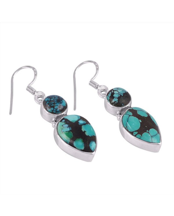 Turquoise Gemstone and 925 Sterling Silver Earring Jewellery