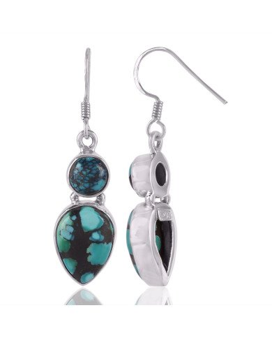 Turquoise Gemstone and 925 Sterling Silver Earring Jewellery