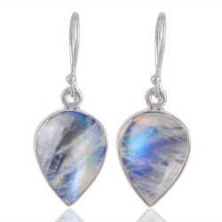 Rainbow Moonstone Natural Falsy Gemstone Steling Silver Earring