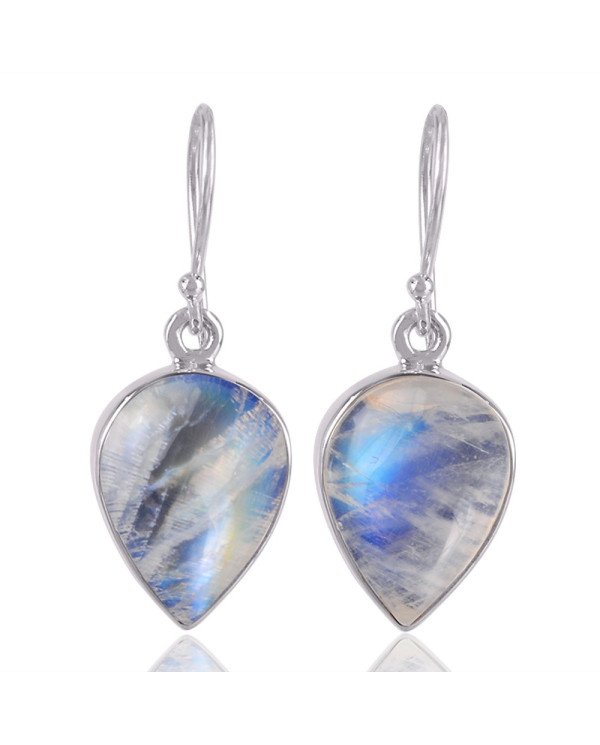 Rainbow Moonstone Natural Falsy Gemstone Steling Silver Earring