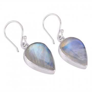 Rainbow Moonstone Natural Falsy Gemstone Steling Silver Earring