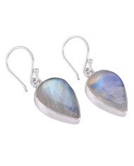 Rainbow Moonstone Natural Falsy Gemstone Steling Silver Earring