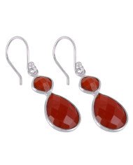 Red Onyx and 925 Sterling Silver Gemstone Dangle Earring