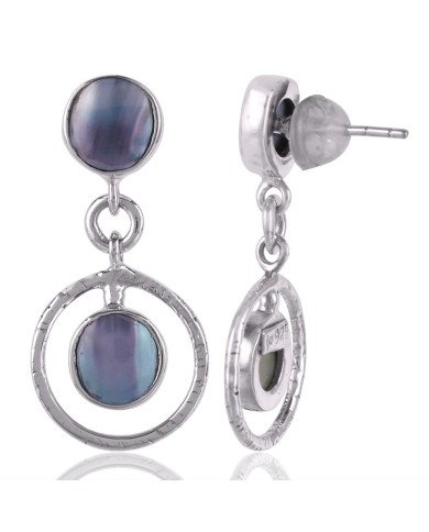 Mabe coated Pearl Gemstone 925 Sterling Silver Earring