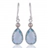 Pearl & Sky Blue Topaz Gemstone 925 Sterling Silver Earring