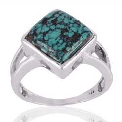 Tibetan Turquoise Gemstone 925 Sterling Silver Ring
