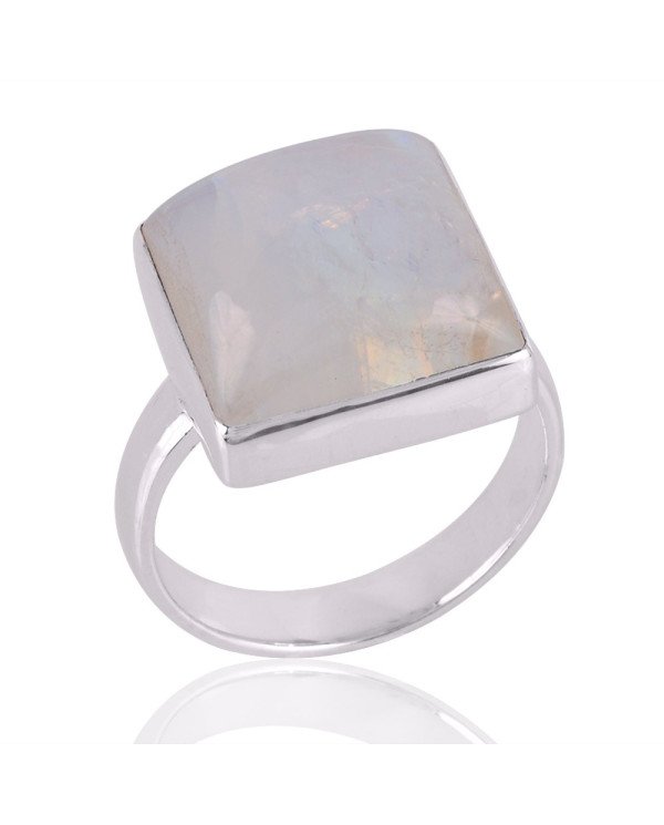 Rainbow moonstone Gemstone 925 Sterling Silver Ring
