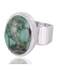 Tibetan Turquoise Gemstone 925 Sterling Silver Ring