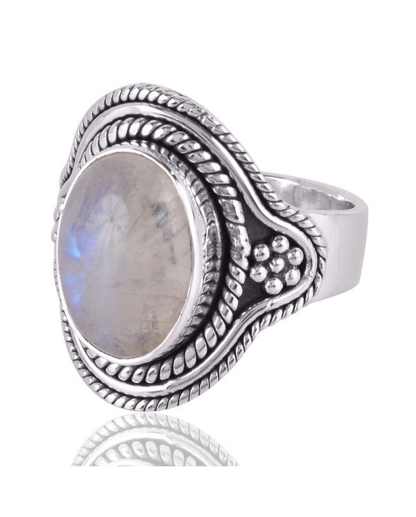Rainbow moonstone Gemstone 925 Sterling Silver Ring