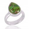 Green Copper Turquoise Gemstone 925 Sterling Silver Ring