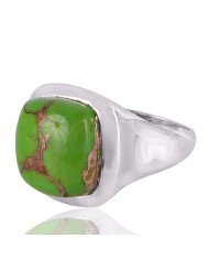 Green Copper Turquoise Gemstone 925 Sterling Silver Ring