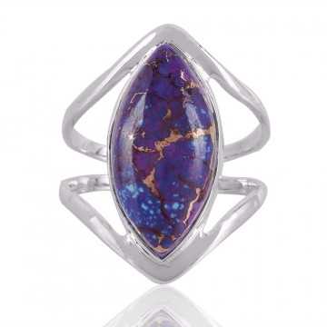 Purple Copper Turquoise Gemstone 925 Sterling Silver Ring