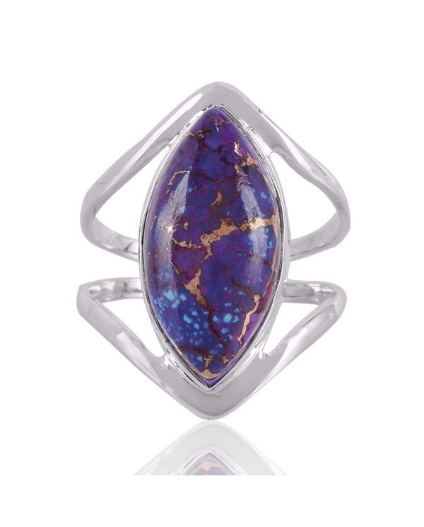 Purple Copper Turquoise Gemstone 925 Sterling Silver Ring