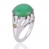 Chrysoprase and Peridot Gemstone Sterling Silver Ring