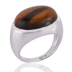 Tiger Eye Gemstone 925 Sterling Silver Ring