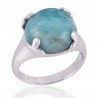 Larimar moonstone Gemstone 925 Sterling Silver Ring