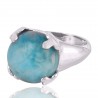 Larimar moonstone Gemstone 925 Sterling Silver Ring