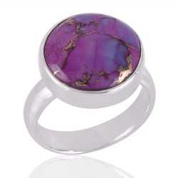 Purple Copper Turquoise Gemstone 925 Sterling Silver Rimg