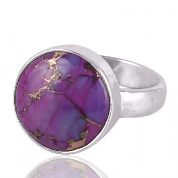 Purple Copper Turquoise Gemstone 925 Sterling Silver Rimg