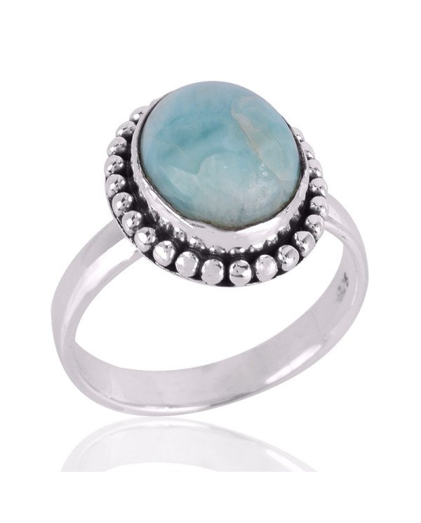 Larimar Gemstone 925 Sterling Silver Ring