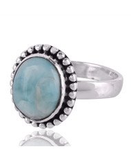 Larimar Gemstone 925 Sterling Silver Ring