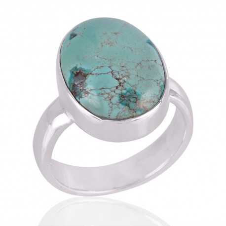 Tibetan Turquoise Gemstone 925 Sterling Silver Ring