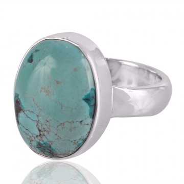 Tibetan Turquoise Gemstone 925 Sterling Silver Ring